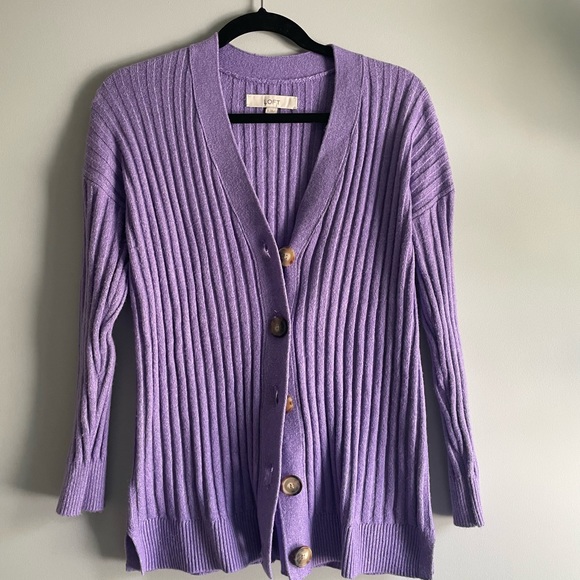Loft Ribbed Purple Cardigan - Picture 5 of 8